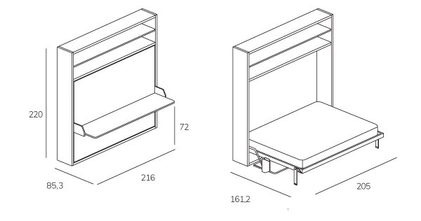 Opklapbed Circe tech desk C BedHabits